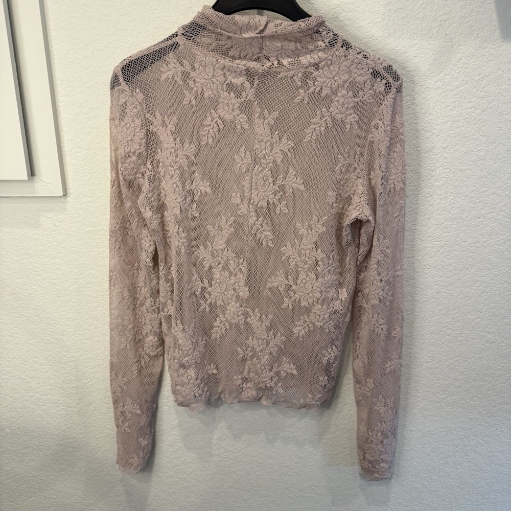 Free People Intimately Sweet Secrets Turtleneck pink Mesh Lace Large - Picture 6 of 8